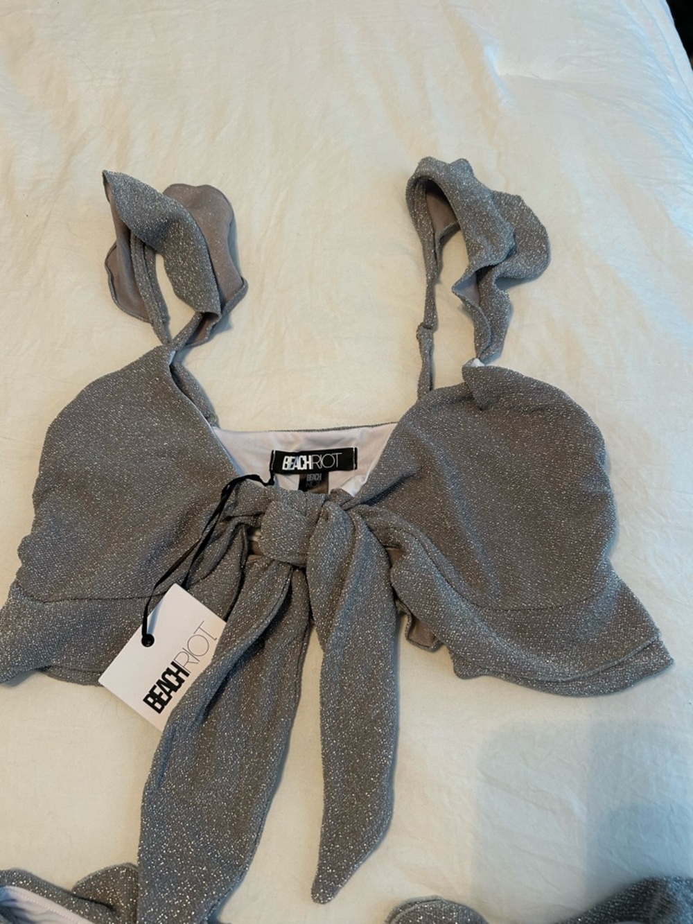 Beach Riot Silver Sparkle Ruffle Bikini Set - Picture 3 of 13
